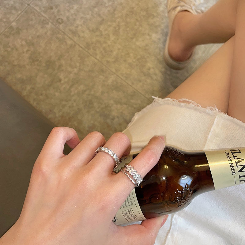 Trendy Zircon Open Ring – Adjustable Niche Style for Cool Girls