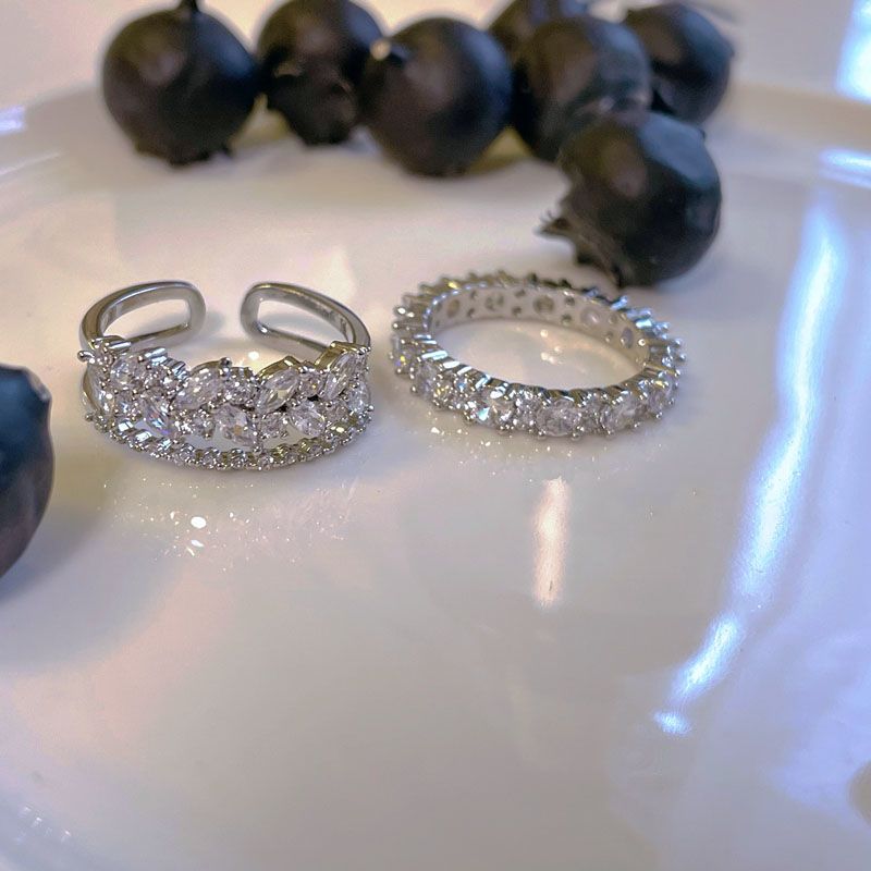 Trendy Zircon Open Ring – Adjustable Niche Style for Cool Girls