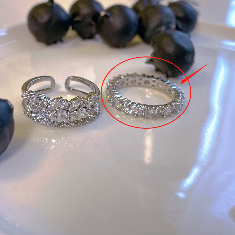 Trendy Zircon Open Ring – Adjustable Niche Style for Cool Girls