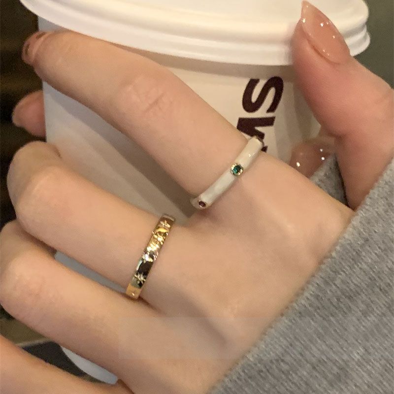 Colorful North Star Zircon Enamel Ring – Light Luxury INS Style for Women