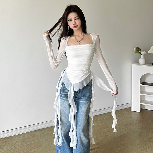 【新品・未使用】 merry jenny / fluffy frill tops メリージェニー merry jenny fluffy frill tops （ブラック
