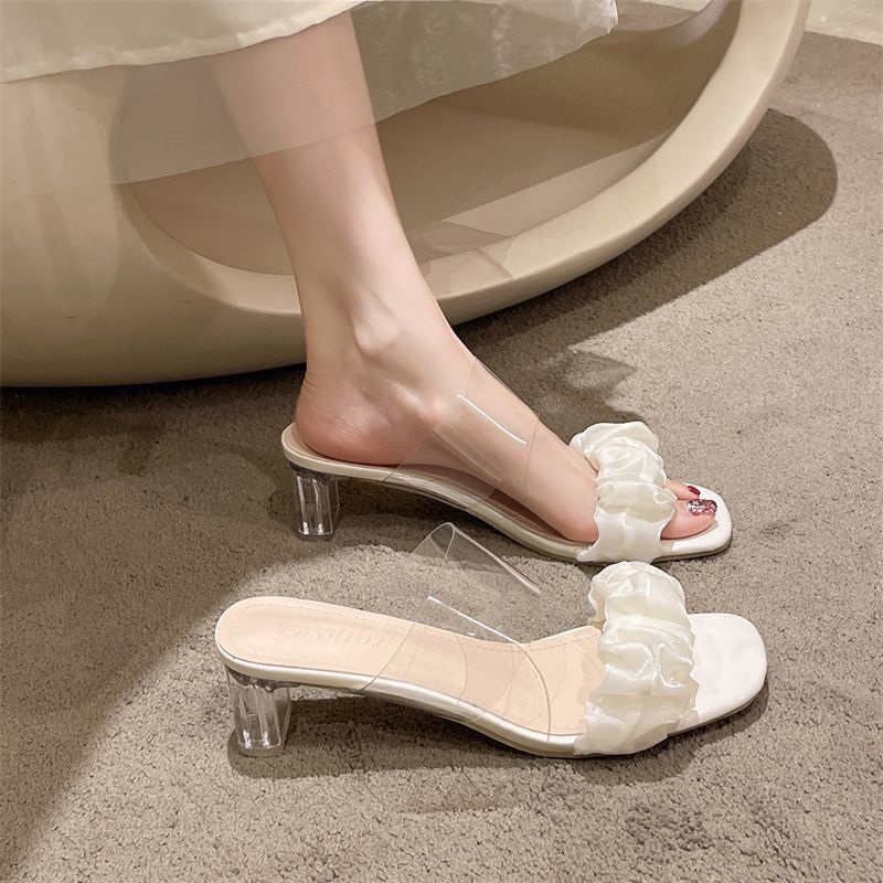 Transparent Crystal Heeled Sandals – Chunky Heel Clear Shoes for Women