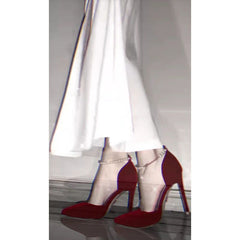 French Wine Red Suede Pearl Stiletto Heels – Bridal Closed Toe Xiuhe Wedding Shoes