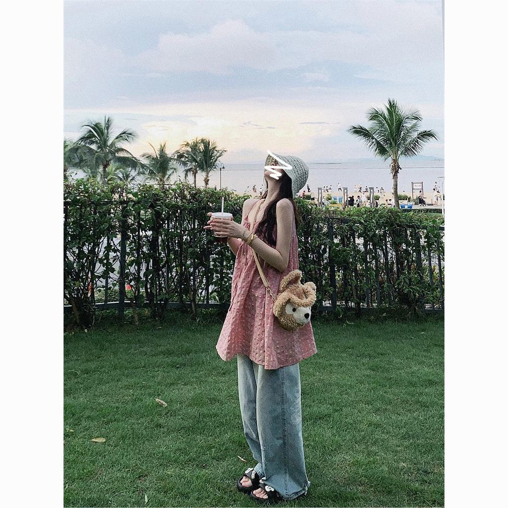 Dopamine Rainbow Lace-Up Sundress –  Seaside Holiday Suspender Dress for Women