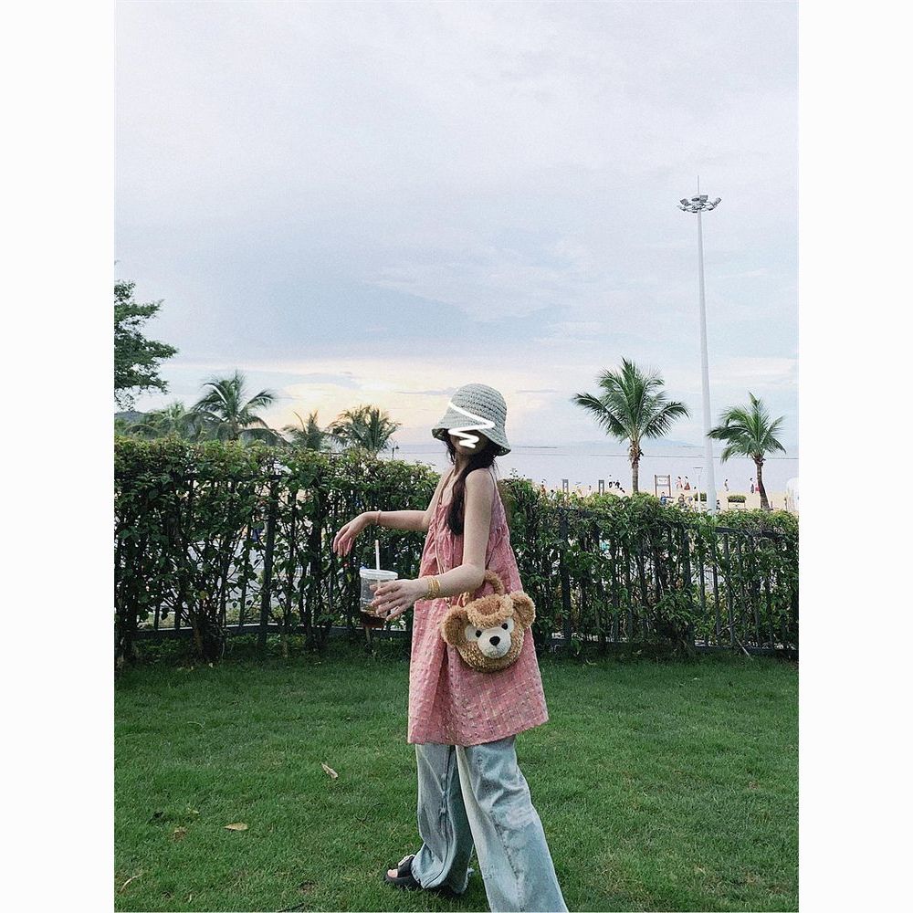 Dopamine Rainbow Lace-Up Sundress –  Seaside Holiday Suspender Dress for Women