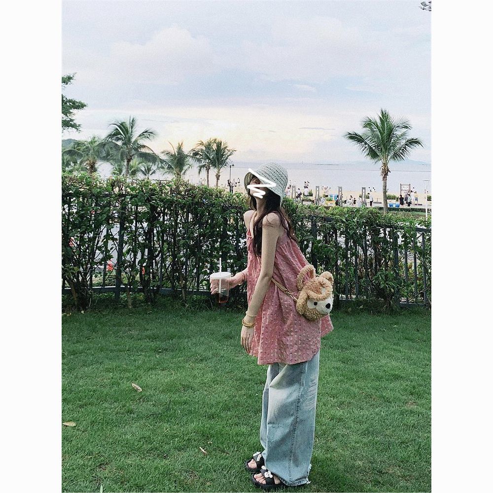 Dopamine Rainbow Lace-Up Sundress –  Seaside Holiday Suspender Dress for Women