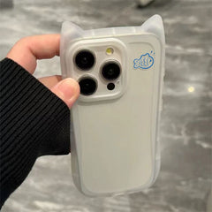 Cute Blue Fish & Cat Ear Phone Case – Soft Protective Cover for Apple iPhones
