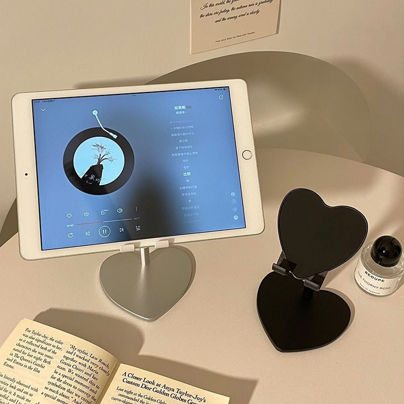 Cute Heart-Shaped Adjustable Phone & Tablet Stand – Universal Foldable Desk Holder