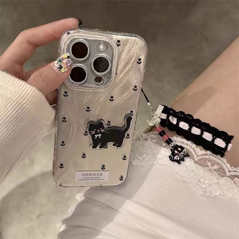 Black Cat Floral Phone Case – Soft Shockproof Aesthetic Cover