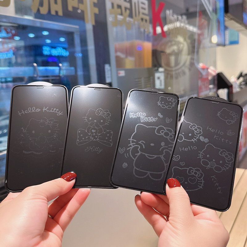 Cute Hello Kitty Tempered Glass Screen Protector – Anti-Fingerprint Cartoon Design