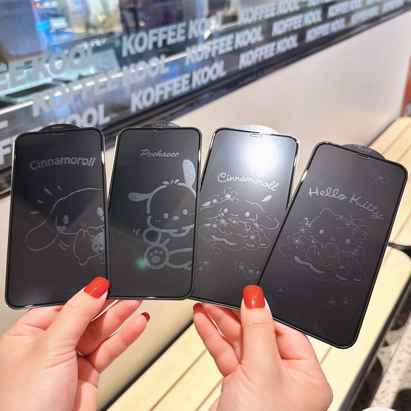 Cute Hello Kitty Tempered Glass Screen Protector – Anti-Fingerprint Cartoon Design