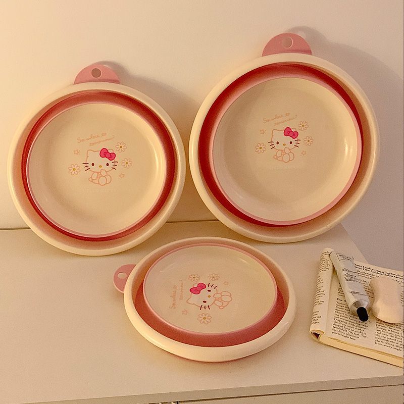 Hello Kitty Foldable Wash Basin – Portable & Thickened Sanrio Face Washing Bowl for Home or Dorm
