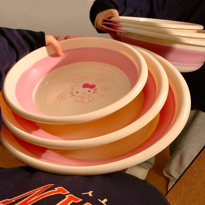 Hello Kitty Foldable Wash Basin – Portable & Thickened Sanrio Face Washing Bowl for Home or Dorm