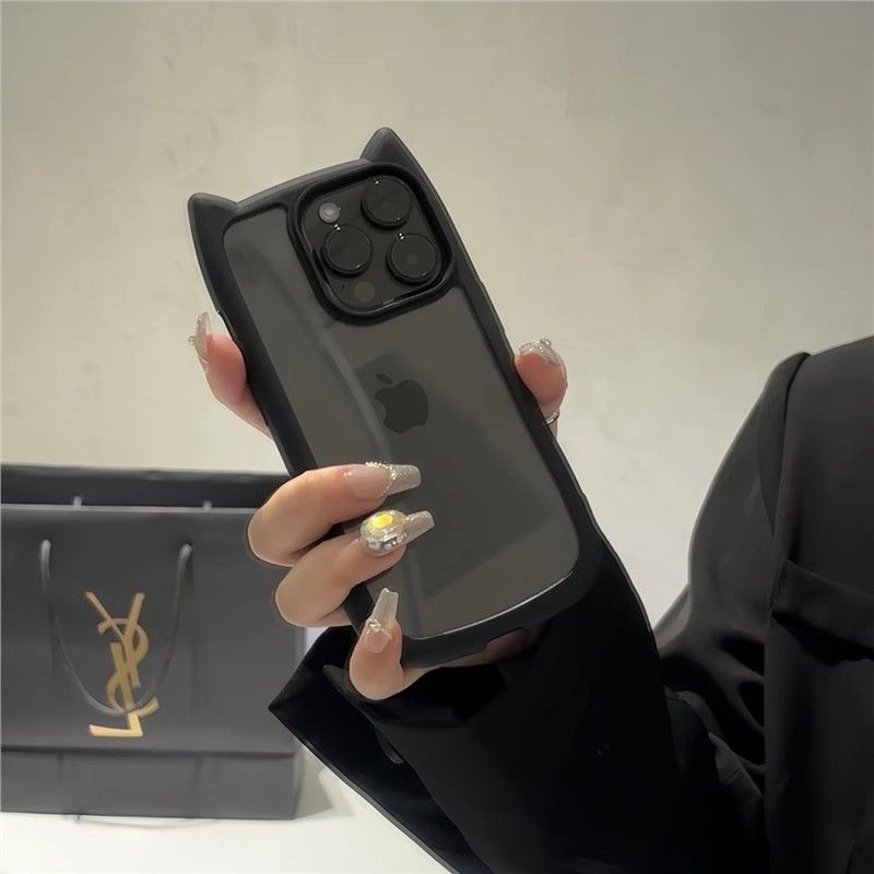 Cute Cat Ear Transparent Phone Case – Simple Protective Cover