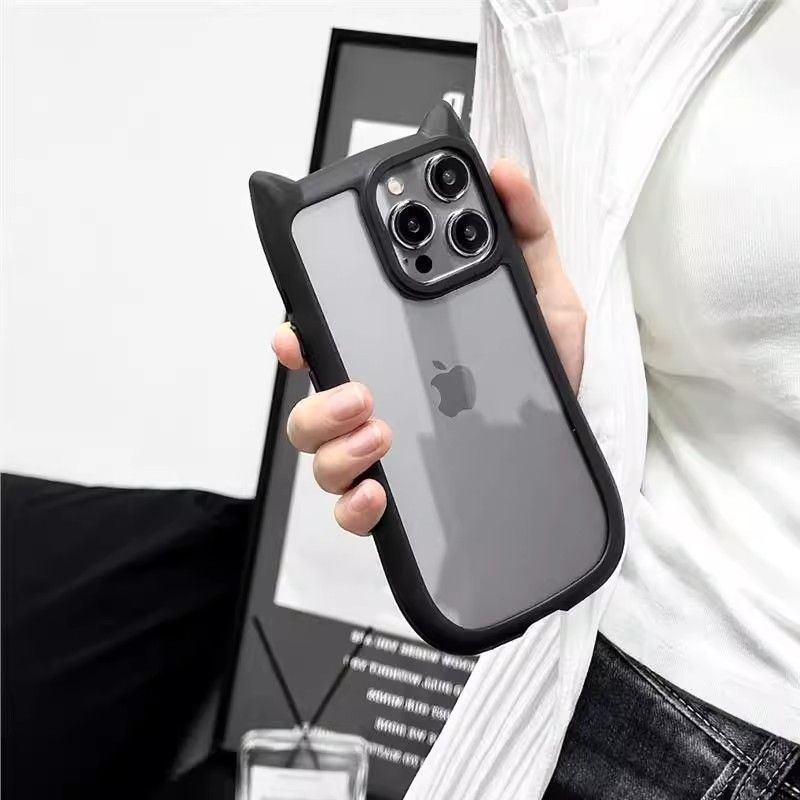 Cute Cat Ear Transparent Phone Case – Simple Protective Cover