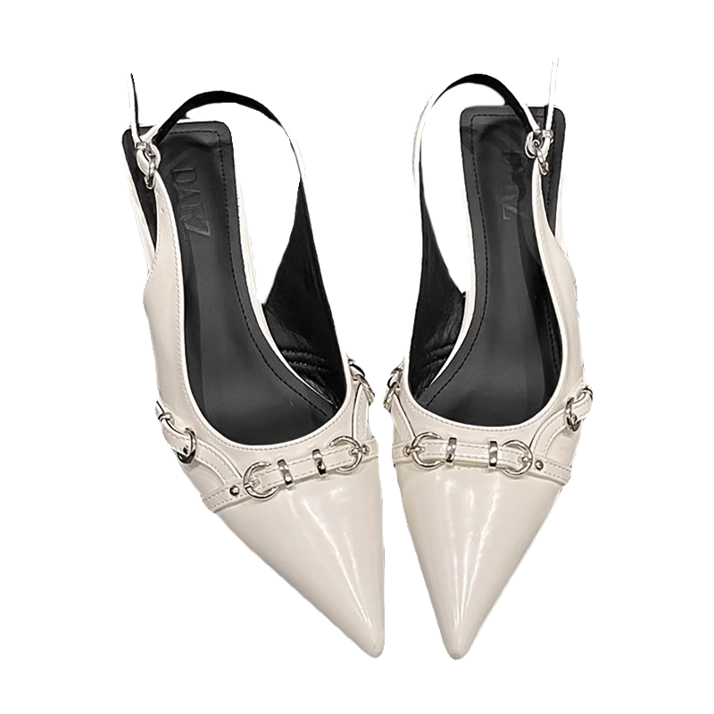 TOVCILION Pointed Toe Stiletto Heels – Metal Buckle Slingback Pumps for Women