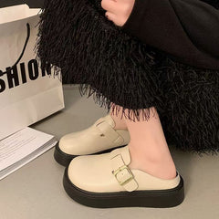 Birkenstock Style Platform Mules – Retro Slip-On Closed Toe Casual Shoes for Women