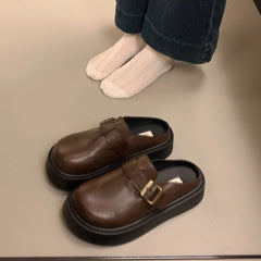 Birkenstock Style Platform Mules – Retro Slip-On Closed Toe Casual Shoes for Women