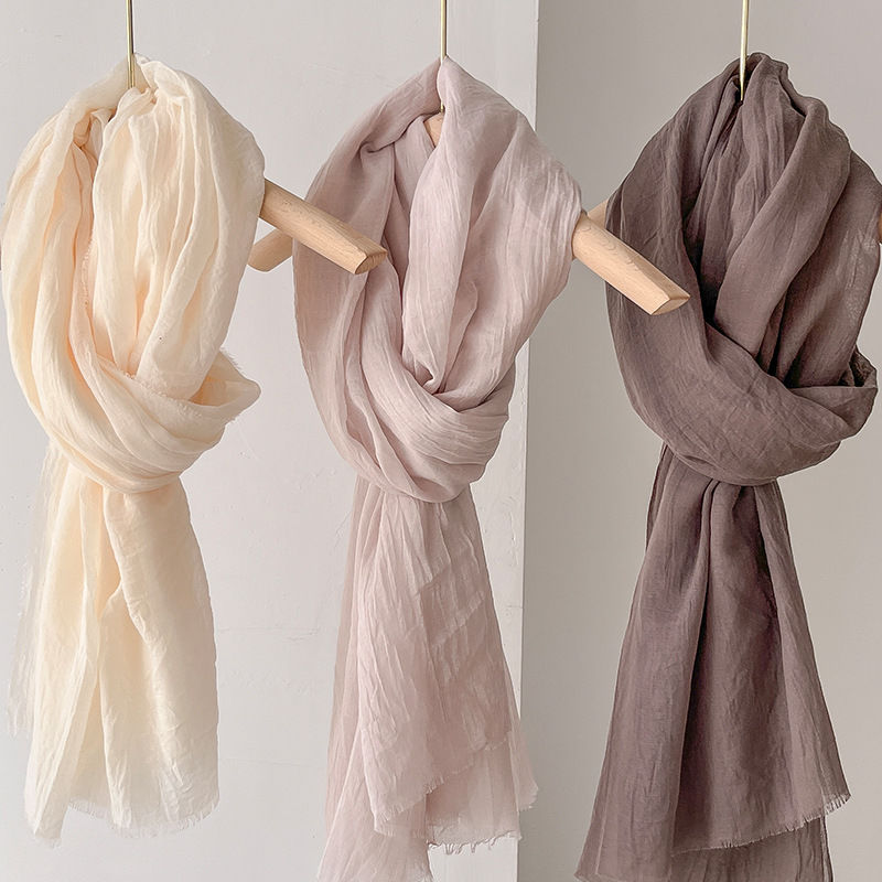 Cotton Linen Shawl Scarf – Lightweight Sun Protection Travel Wrap for Women