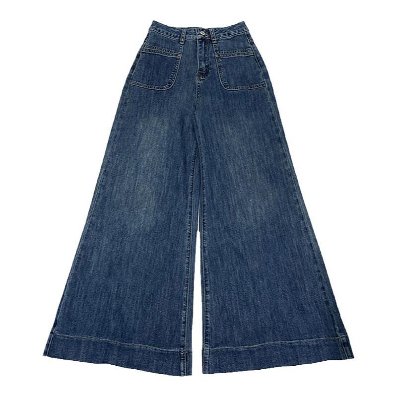 White High-Waist Wide-Leg Jeans – Loose Straight Stretch Denim Pants for Women