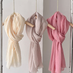Cotton Linen Shawl Scarf – Lightweight Sun Protection Travel Wrap for Women