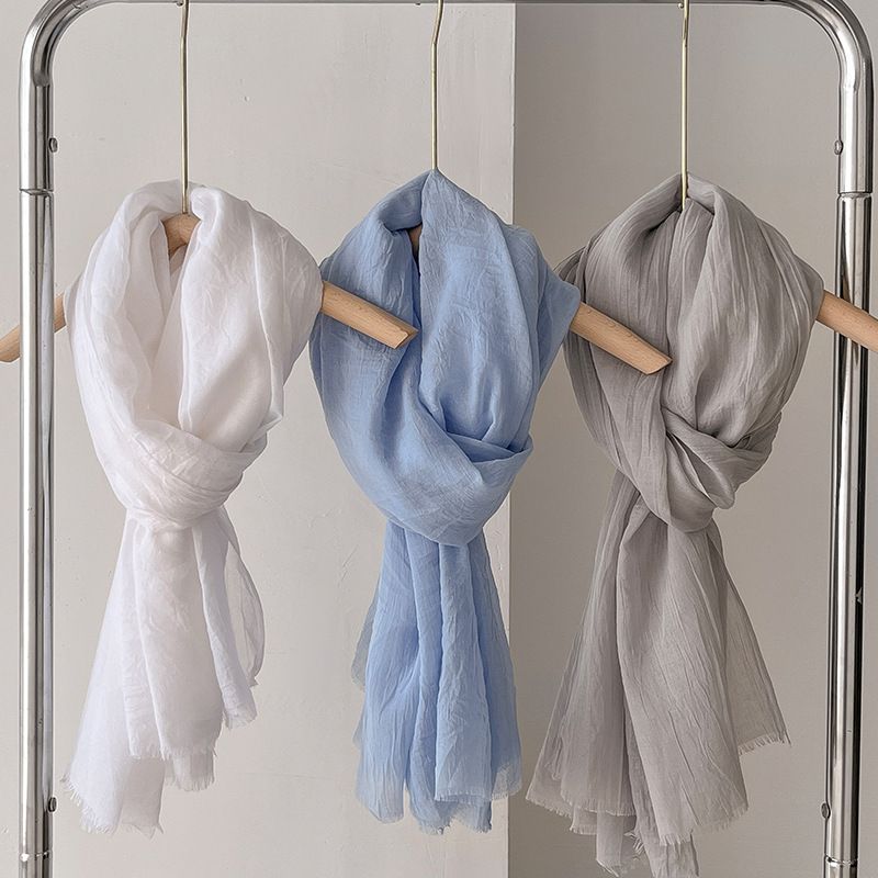 Cotton Linen Shawl Scarf – Lightweight Sun Protection Travel Wrap for Women