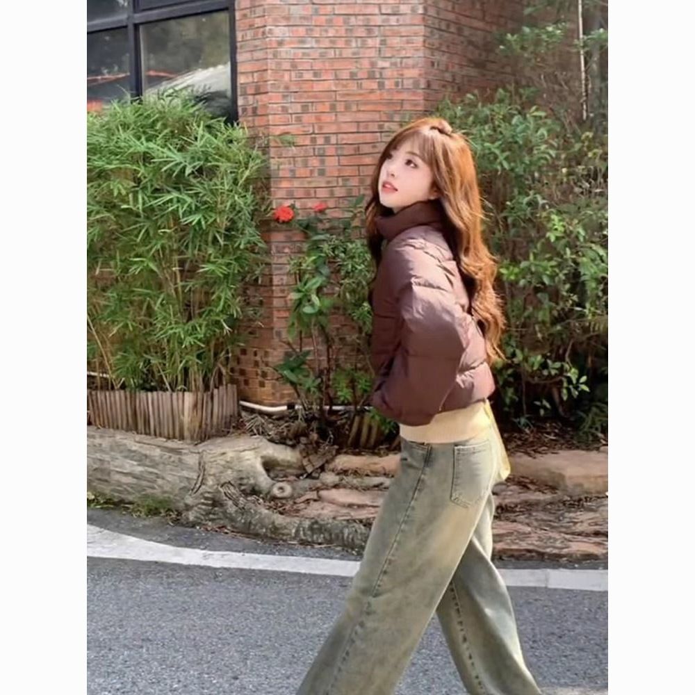 High-Waist Vintage Straight-Leg Jeans – Washed Wide-Leg Slim Fit Denim Pants for Women