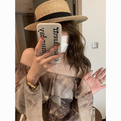 French Retro Floral Ruffle Off Shoulder Crop Top