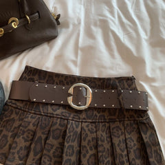 Leopard Print High-Waist Pleated Mini Skirt