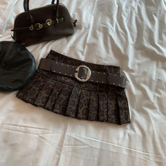 Leopard Print High-Waist Pleated Mini Skirt