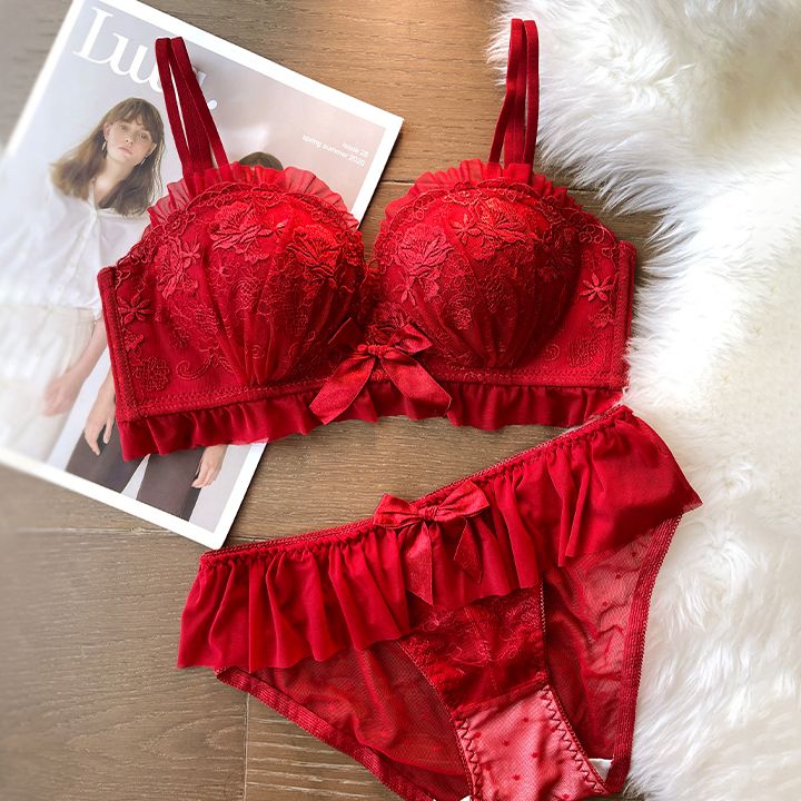Lucky Red Push Up Bridal Bra for Small Bust