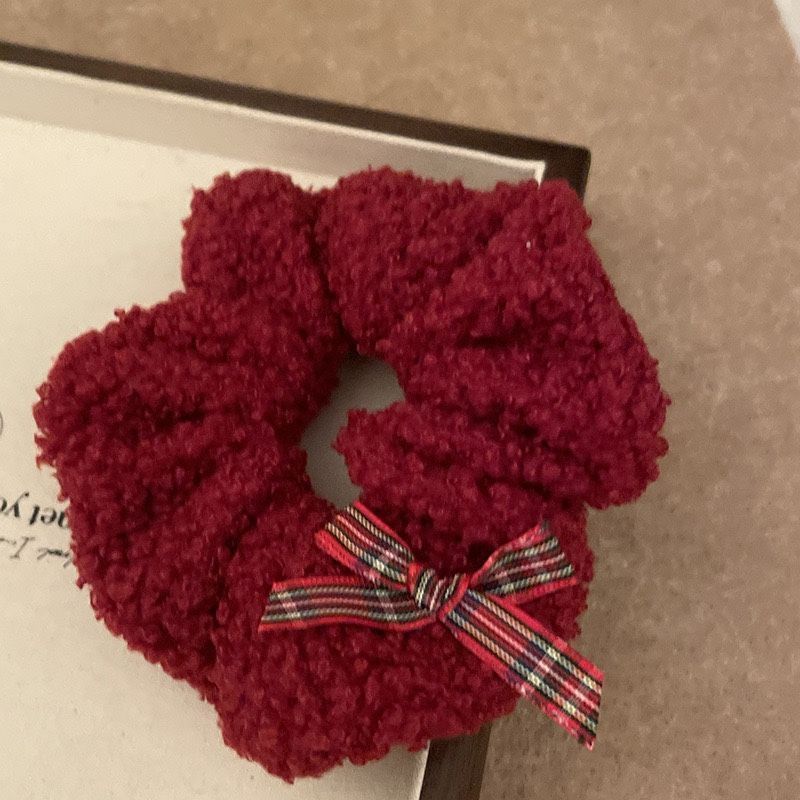Korean Red Plaid Scrunchie Vintage Hair Tie