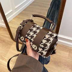 Elegant brown Boston crossbody handbag for women front view