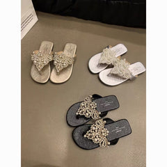 Pearl Boho Roman Flip-Flop Sandals for Women