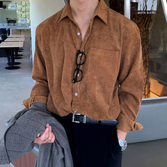 Men’s Corduroy Long Sleeve Oversized Casual Shirt Jacket
