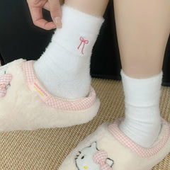 Women’s Plush Bow Mid-Calf Warm Fleece Socks