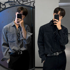 Men’s Corduroy Long Sleeve Oversized Casual Shirt Jacket