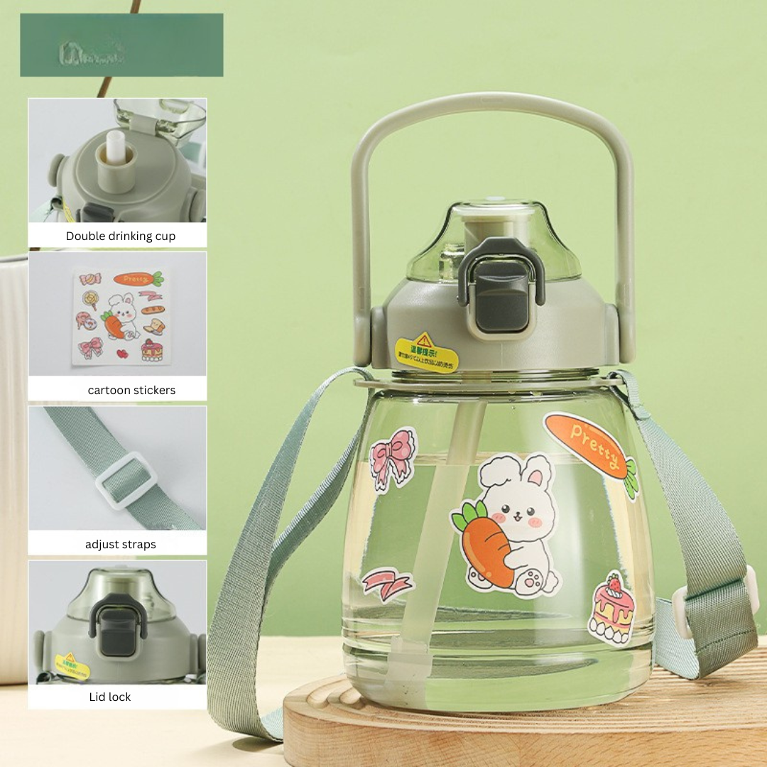 Internet celebrity big belly cup large capacity children's plastic water cup summer portable kettle student straw cup portable kettle customization