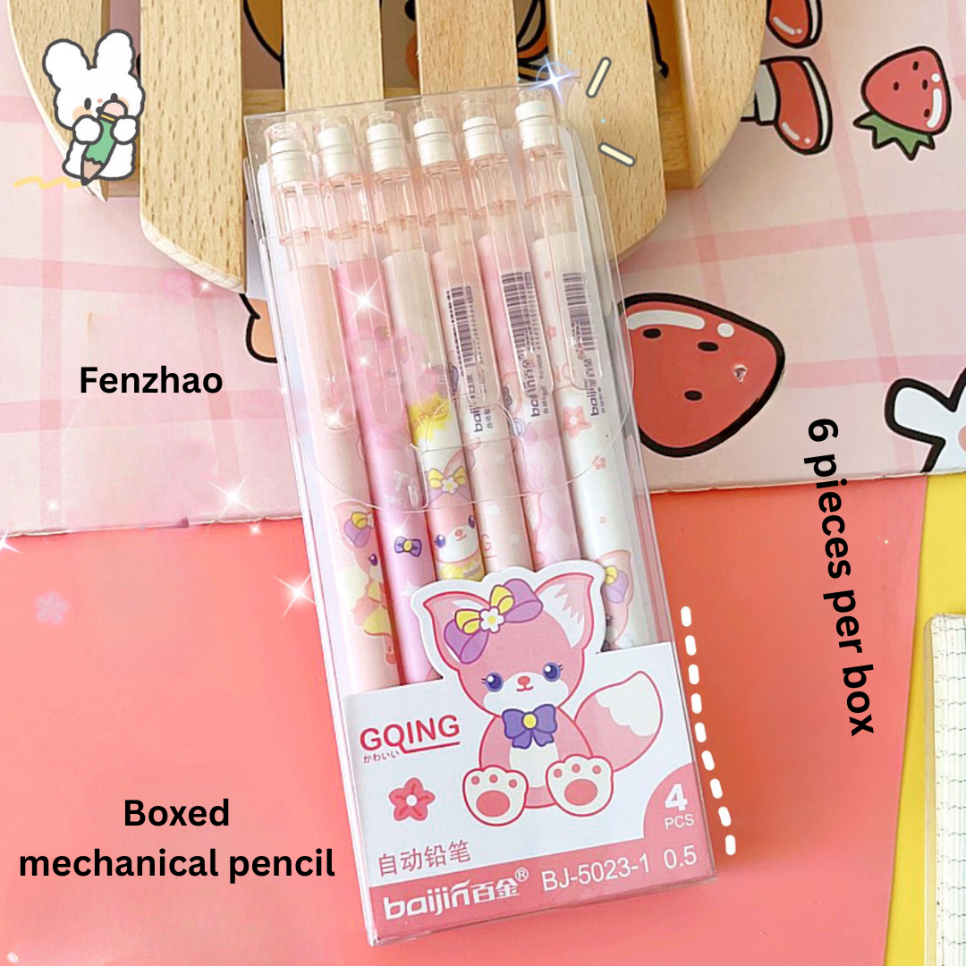 Automatic pencil box with peach dinosaur cartoon high-value movable pencils cute creative press pen