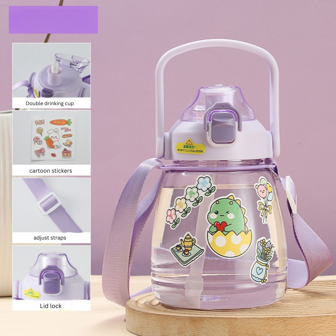Internet celebrity big belly cup large capacity children's plastic water cup summer portable kettle student straw cup portable kettle customization