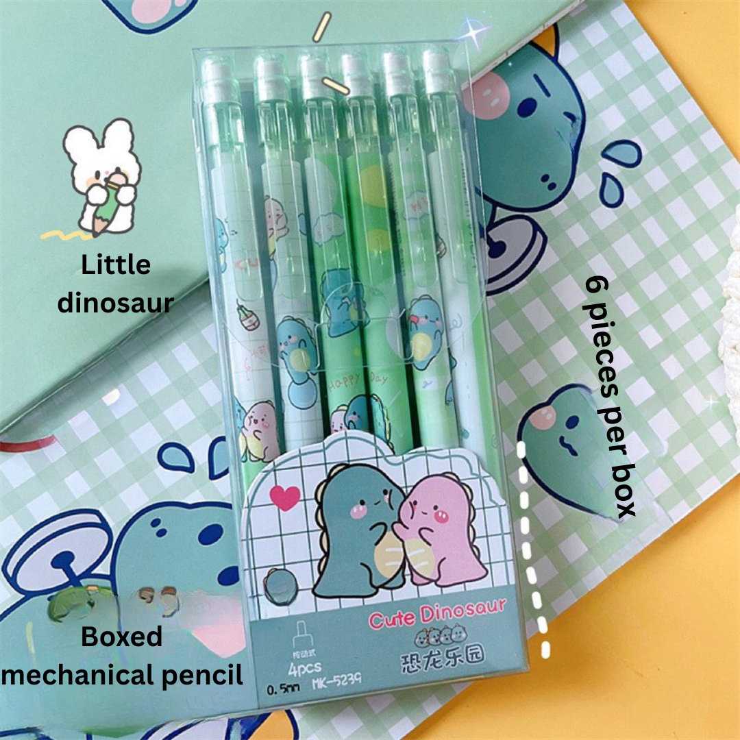 Automatic pencil box with peach dinosaur cartoon high-value movable pencils cute creative press pen
