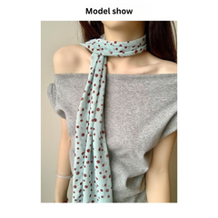 Elegant Polka Dot Silk Scarf for Women – Lightweight Retro Ribbon Neck Tie