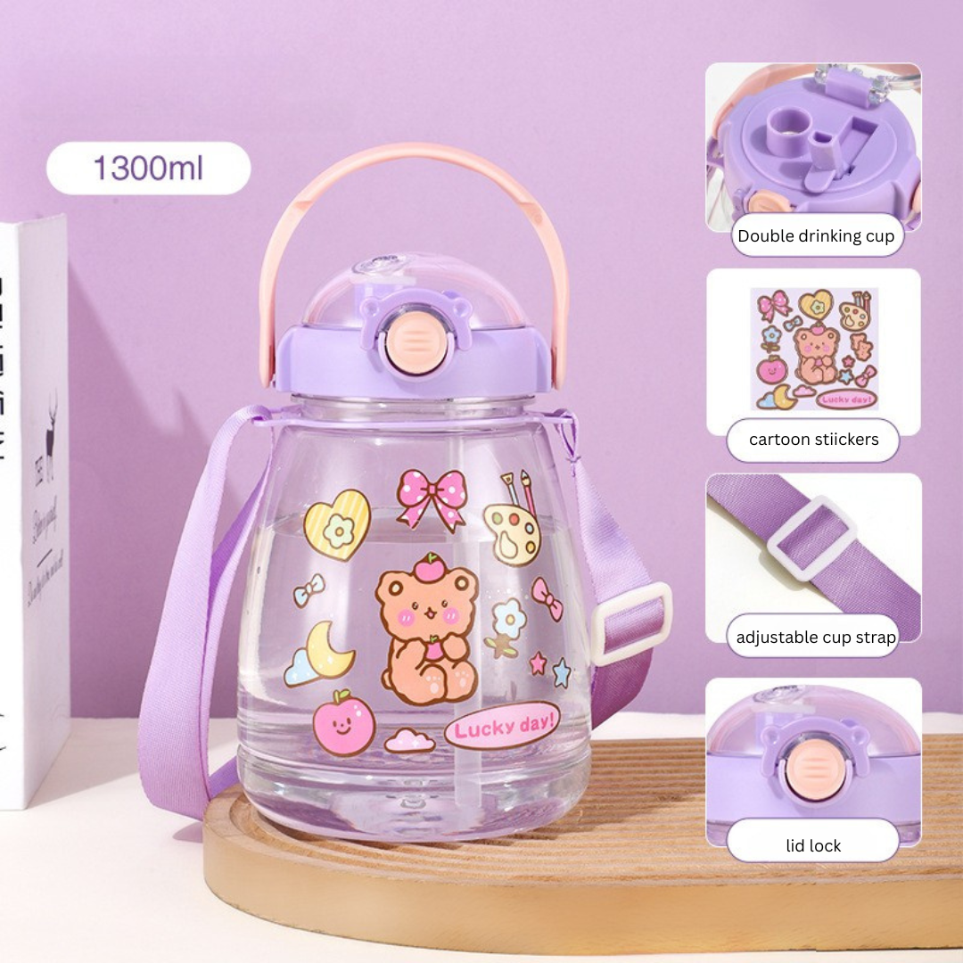 Internet celebrity big belly cup large capacity children's plastic water cup summer portable kettle student straw cup portable kettle customization