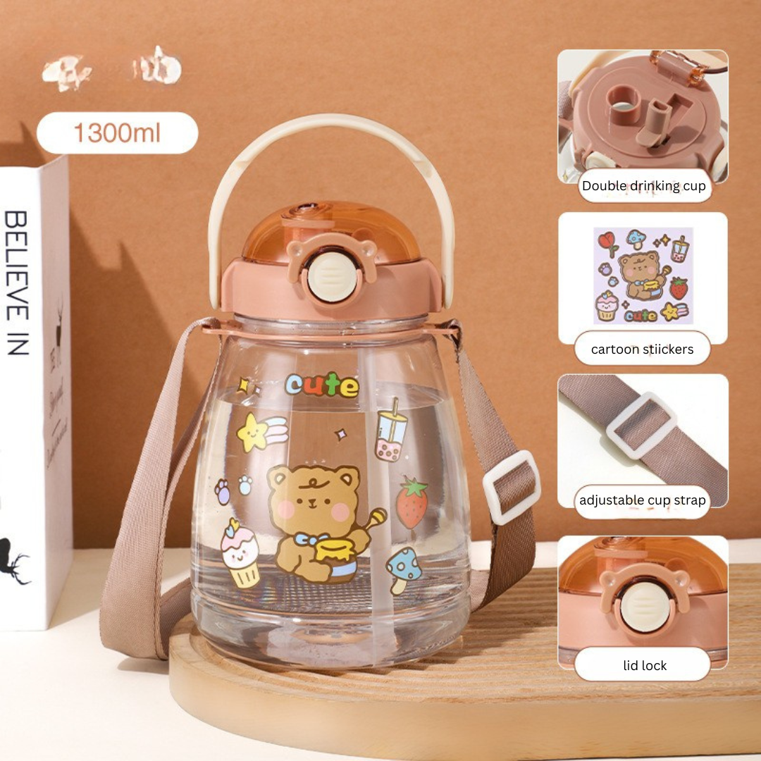 Internet celebrity big belly cup large capacity children's plastic water cup summer portable kettle student straw cup portable kettle customization