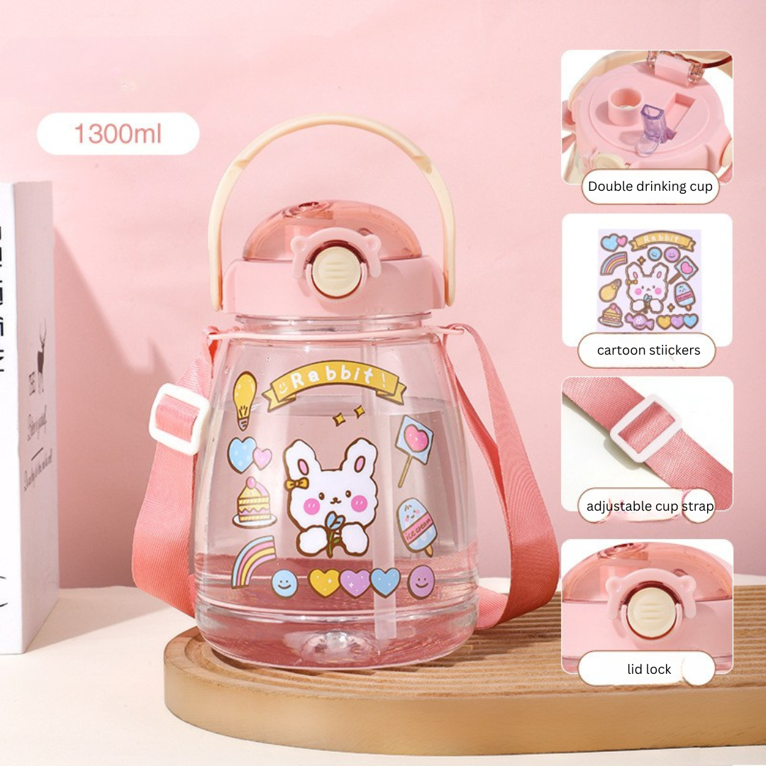 Internet celebrity big belly cup large capacity children's plastic water cup summer portable kettle student straw cup portable kettle customization