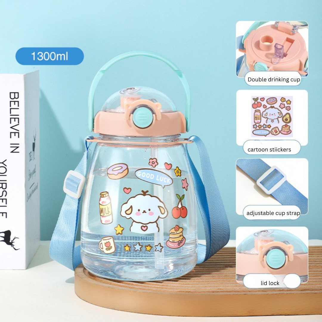 Internet celebrity big belly cup large capacity children's plastic water cup summer portable kettle student straw cup portable kettle customization