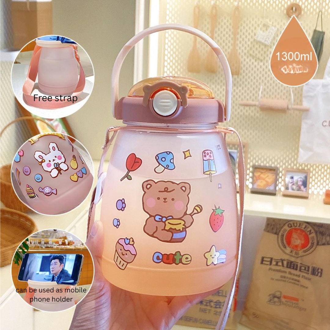 Internet celebrity big belly cup large capacity children's plastic water cup summer portable kettle student straw cup portable kettle customization