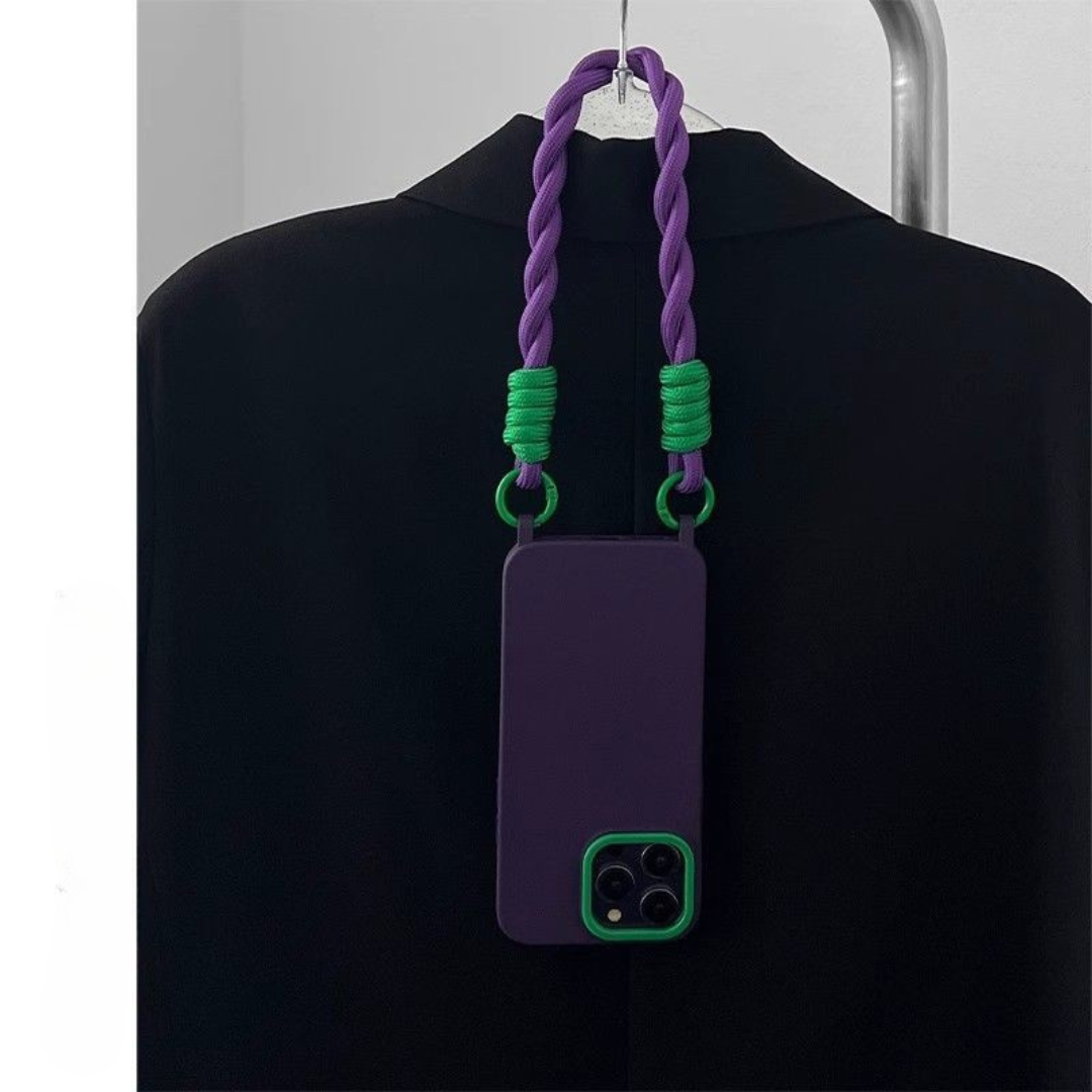 Midnight Purple Luxury iPhone Case with Wrist Strap