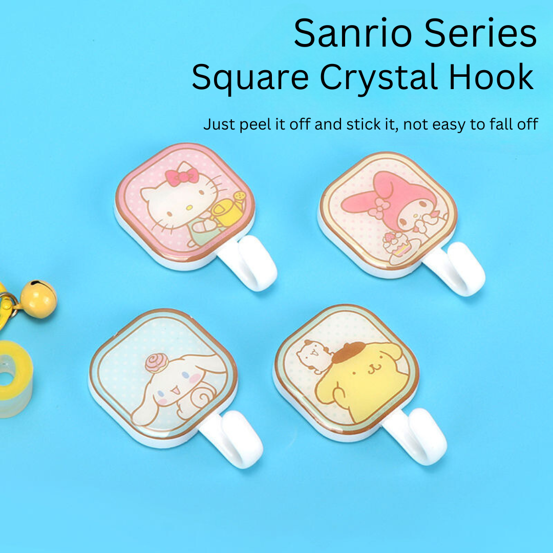 Sanrio Cartoon Square Adhesive Wall Hook – Creative No-Punch Hook for Home Use