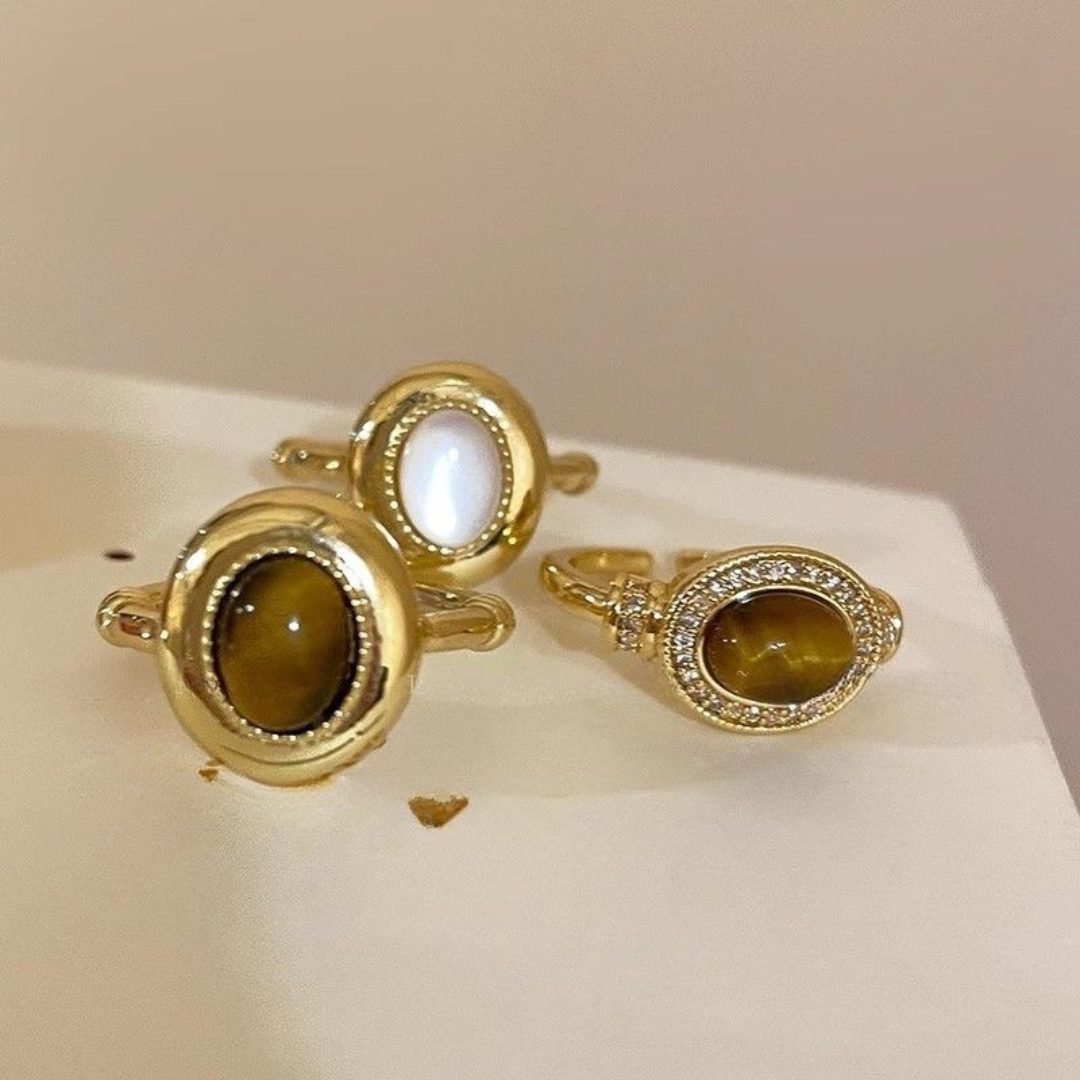 Tiger's Eye Adjustable Ring - Vintage Chinese Style Jewelry